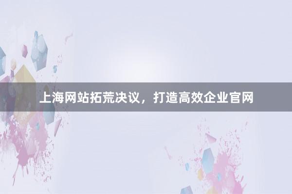 上海网站拓荒决议，打造高效企业官网